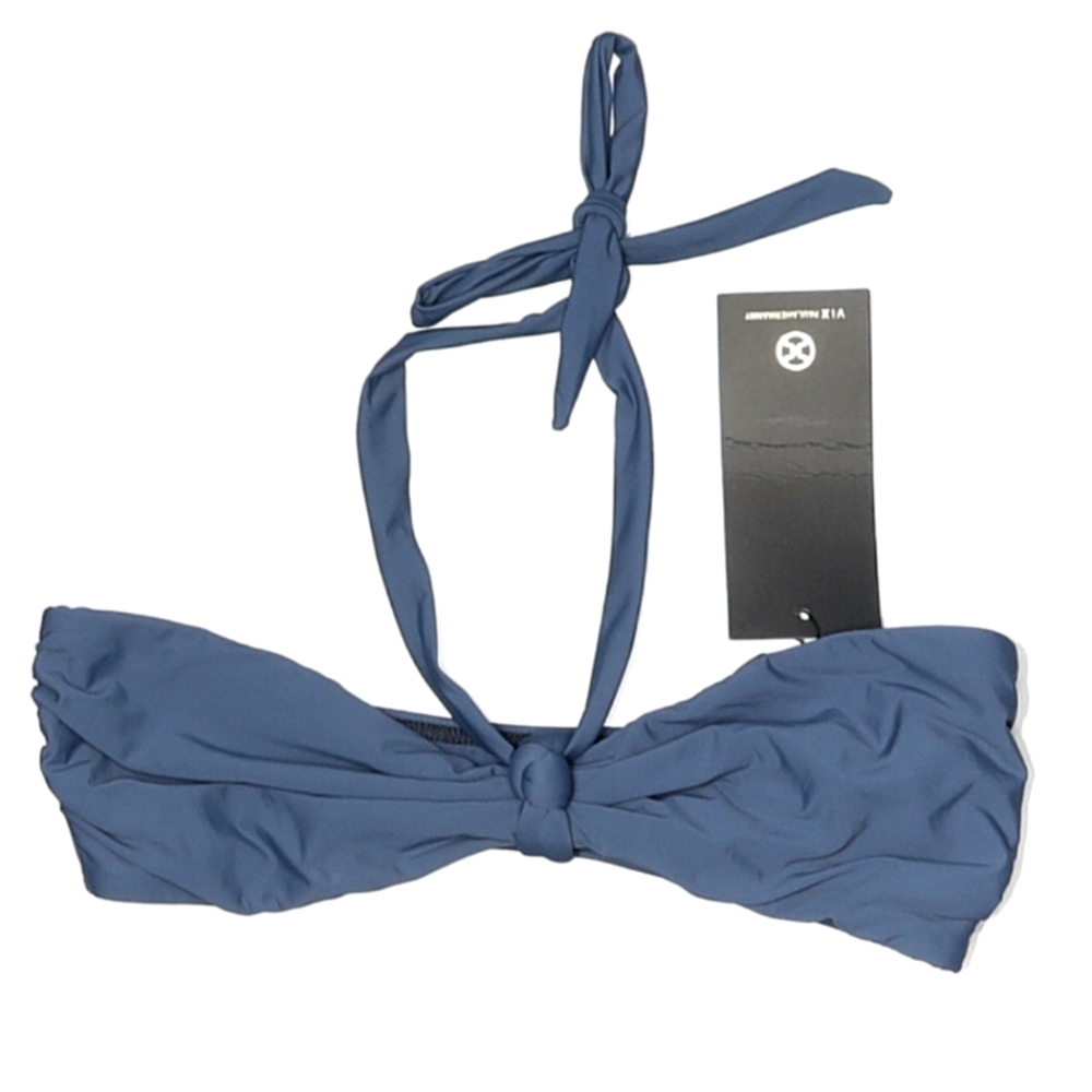 ViX Paula Hermanny dusty blue "Judy" bandeau halter Bikini Top sz 8 NWT